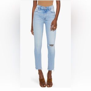 Mother- The Dazzler Ripped Mid Rise Ankle Slim Jeans